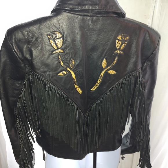 Park V Leather fringed motorcycle jacket - Picture 3 of 4